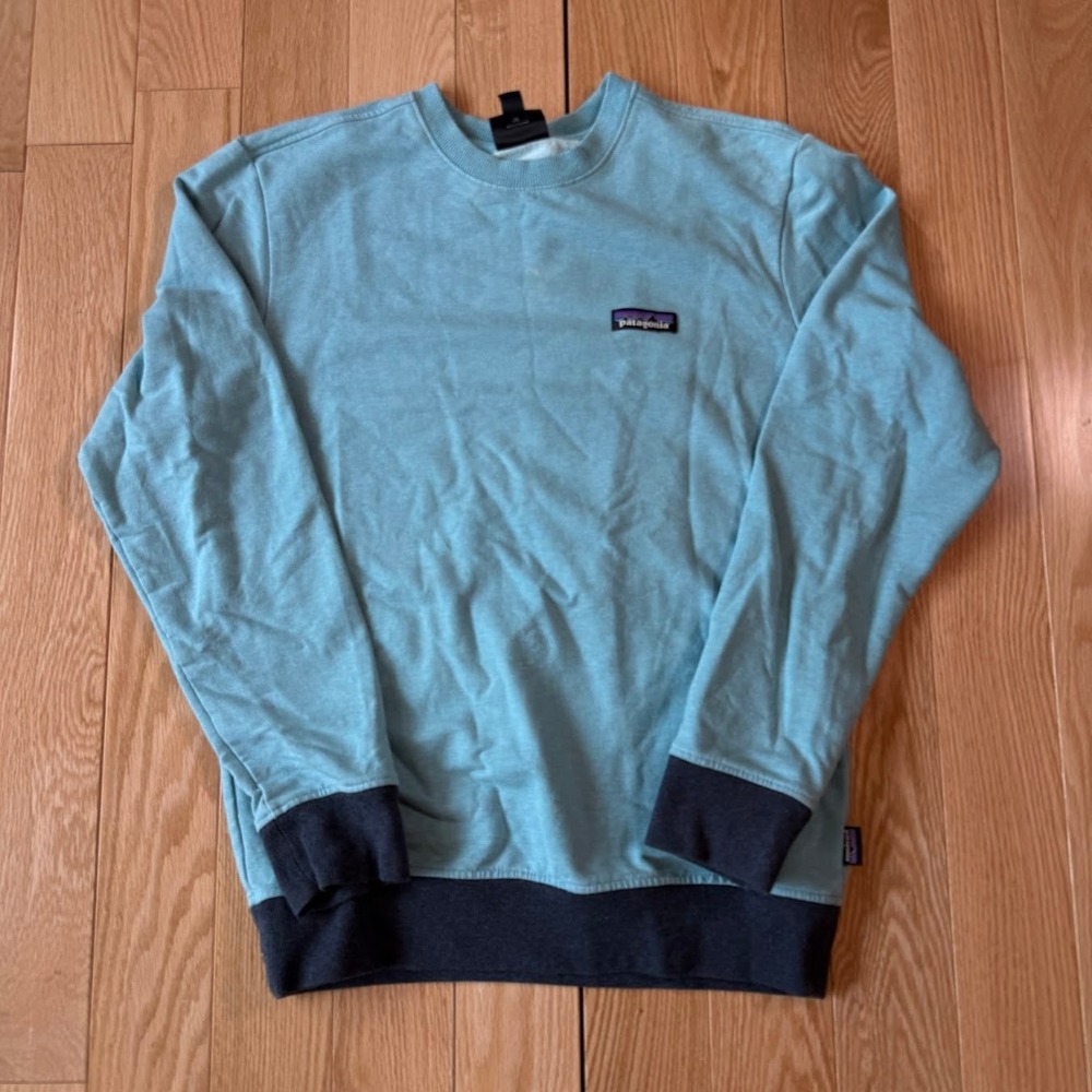 Patagonia P-6 Label Midweight Crew Sweatshirt Filter Blue Mens XS Organic Cotton